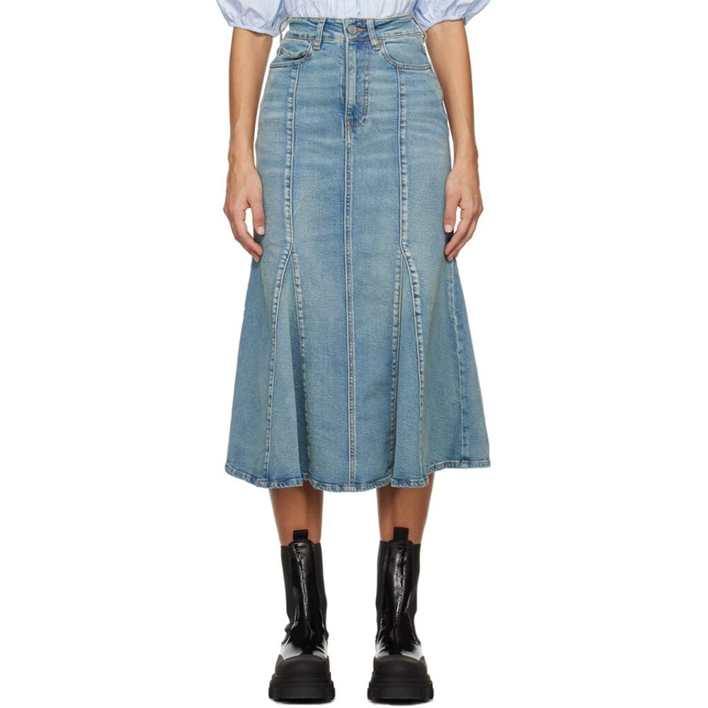 GANNI Blue Tint Denim Maxi Skirt